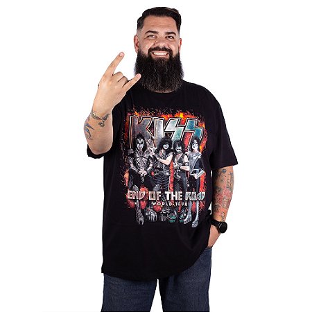 Camiseta Plus Size Kiss World Tour Preta Oficial