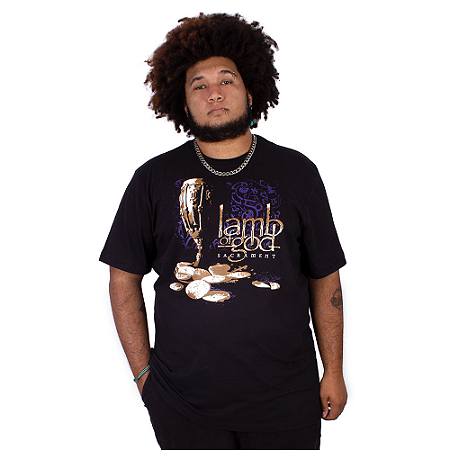 Camiseta Plus Size Lamb Of God Preta Oficial