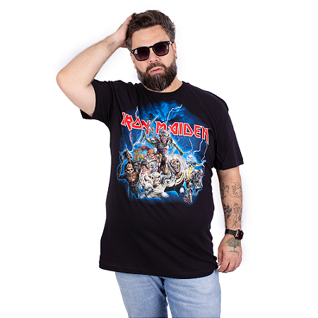 Camiseta Plus Size Iron Maiden All Eddies Preta Oficial
