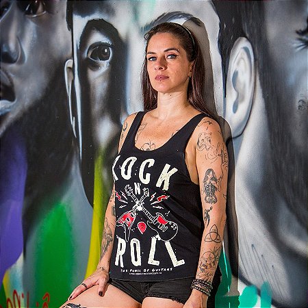 Regata Feminina Guitarra Power Preta