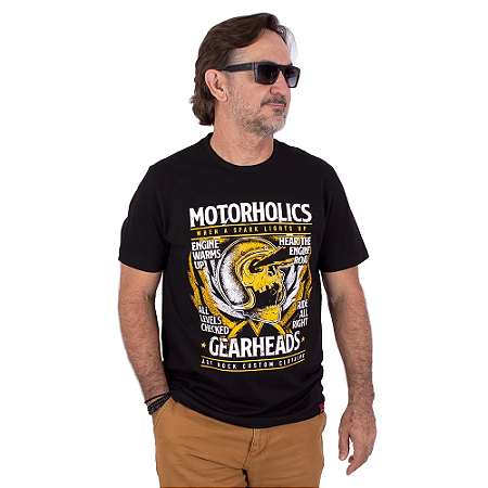 Camiseta Moto Gearheads Preta.