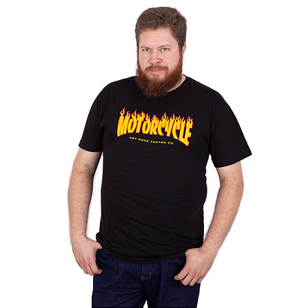 Camiseta Plus Size Motorcycle Preta.