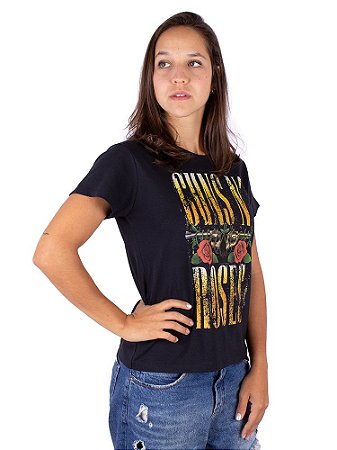 Camiseta Feminina Guns N' Roses Preta Oficial