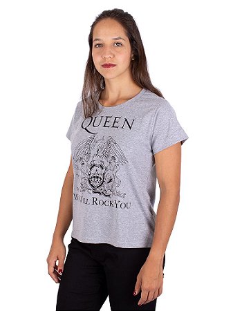 Camiseta Feminina Queen Cinza Mescla Oficial
