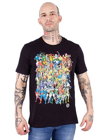 Camiseta DC Comics Heróis Preta Oficial