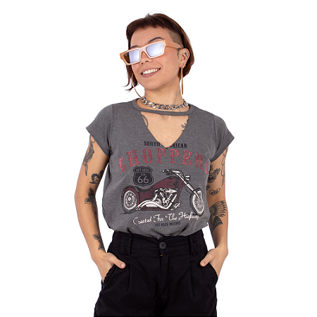 Blusa Choker Moto Choppers Grafite