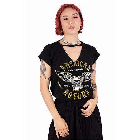 Blusa Choker Moto American Grafite