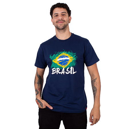 Camiseta Brasil Bandeira Copa Marinho.