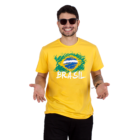 Camiseta Brasil Bandeira Copa Amarela.