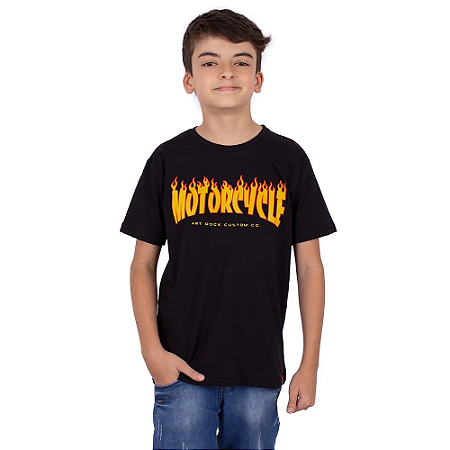 Camiseta Juvenil Motorcycle Preta
