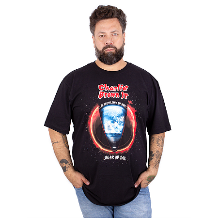 Camiseta Plus Size Charlie Brown Jr. Lugar Ao Sol Preta Oficial