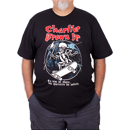 Camiseta Plus Size Charlie Brown Jr. Skate Preta Oficial