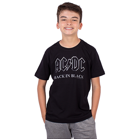 Camiseta Juvenil ACDC Back In Black Preta Oficial