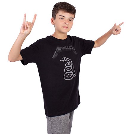 Camiseta Juvenil Metallica Black Álbum Preta Oficial