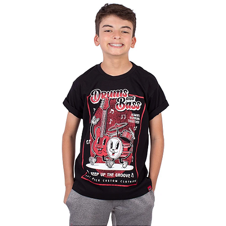 Camiseta Juvenil Rock Comics Preta
