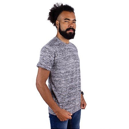 Camiseta Mesclada Premium Cinza Rajada.