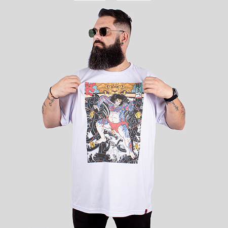 Camiseta Plus Size Christian Arae Rori Hakusho Chojun Suikoden Branca.