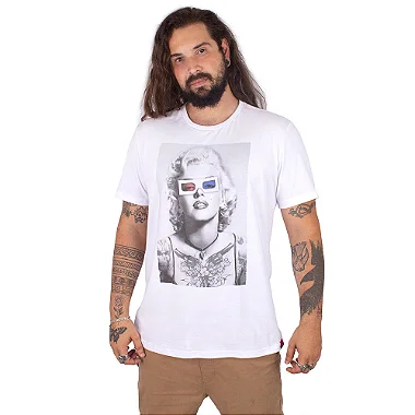 Camiseta Plus Size Marilyn Monroe Tattoo Branca.