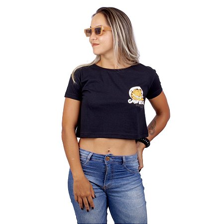 Blusa Cropped Garfield Preta Oficial