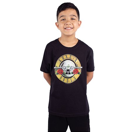Camiseta Juvenil Guns N' Roses Bullet Logo Preta Oficial