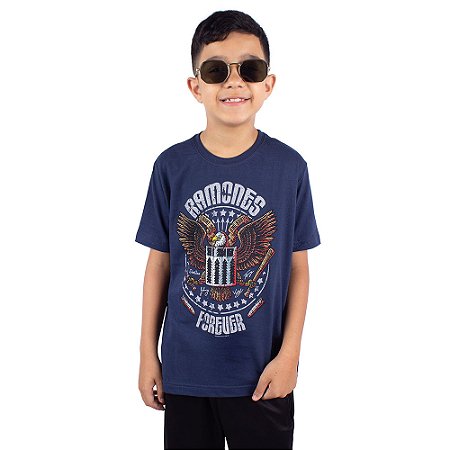 Camiseta Juvenil Ramones Forever Marinho Oficial