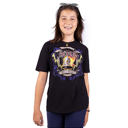 Camiseta Juvenil ACDC Hells Bells Preta Oficial