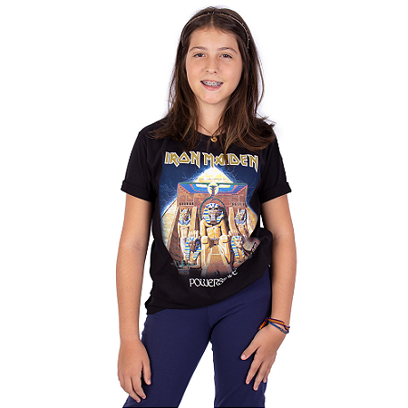Camiseta Juvenil Iron Maiden Powerslave Preta Oficial