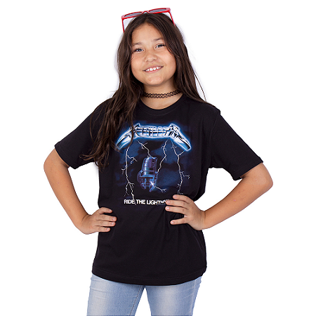 Camiseta Juvenil Metallica Ride The Lightning Preta Oficial