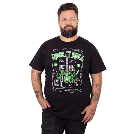 Camiseta Plus Size Rock Only Hits Preta.
