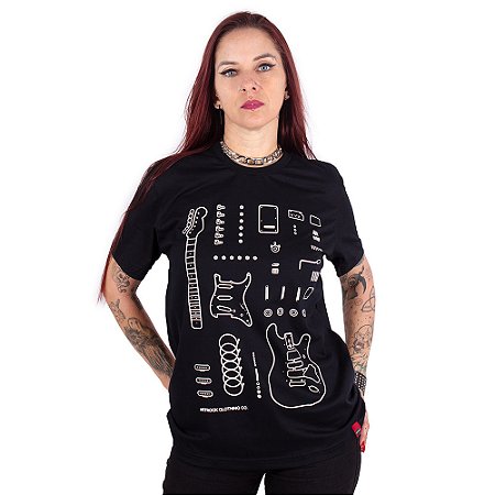 Camiseta Guitarra Deconstruction Preta.