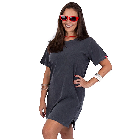 Vestido Tshirt Estonado Básico Azul