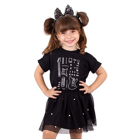 Camiseta Infantil Guitarra Deconstruction Preta