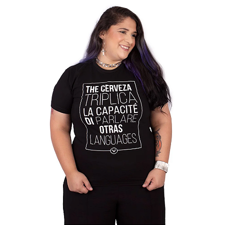 Camiseta Cerveja Poliglota Preta.