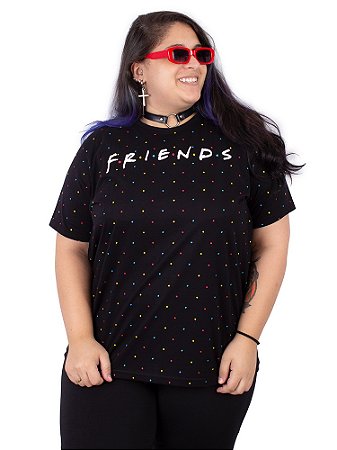 Camiseta Feminina Plus Size Friends Preta Oficial