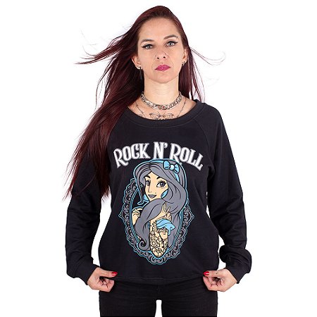 Moletinho Feminino Raglan Lady Tattoo Preto