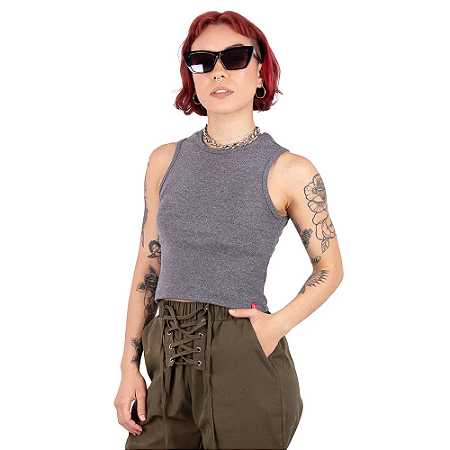 Blusa Cropped Básica Grafite