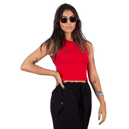Blusa Cropped Básica Vermelha