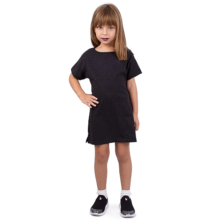 Vestido Infantil Tshirt Básico Preto Jaguar