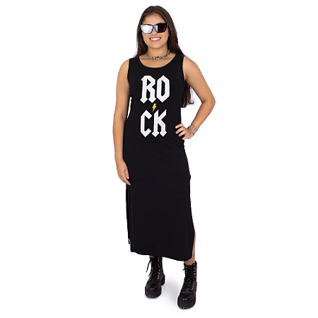 Vestido Tubinho Abertura Lateral Rock Vert Preto