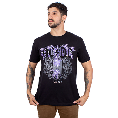Camiseta ACDC Plug Me In Preta Oficial
