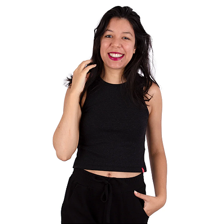 Blusa Cropped Básica Preto Jaguar