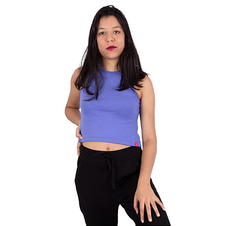 Blusa Cropped Básica Azul Anil