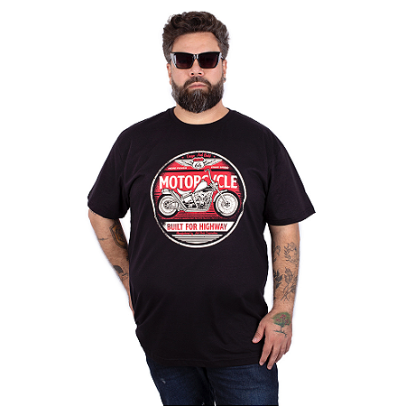 Camiseta Plus Size Motorcycle High Preta.