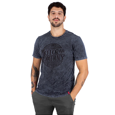 Camiseta Estonada Motor Company Azul Marmorizada.