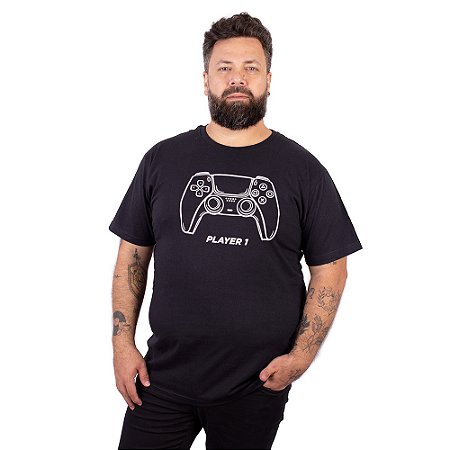 Camiseta Plus Size Player 1 Preta.