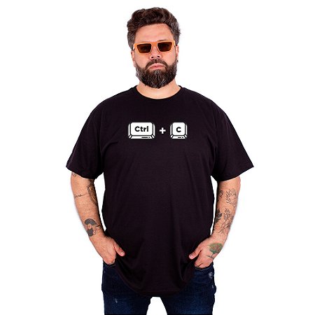 Camiseta Plus Size Cópia CTRL C Preta.
