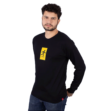 Camiseta Manga Longa Skate Picto Preta