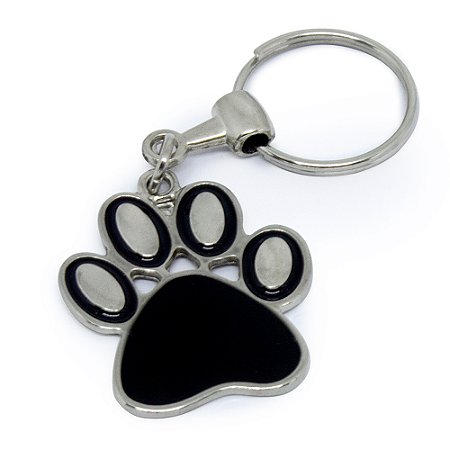 Chaveiro Metal Pet Patinha Cachorro Preta