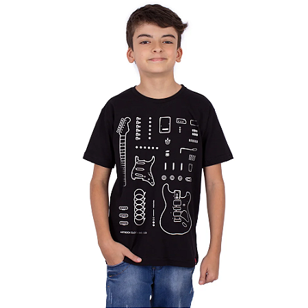 Camiseta Juvenil Guitarra Deconstruction Preta