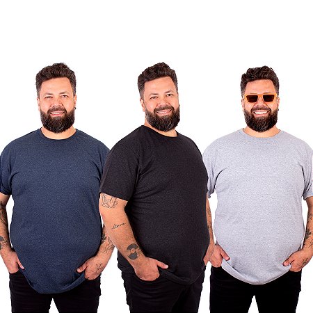 Pack 3 Camisetas Lisas Plus Size Premium X1 ao X4.